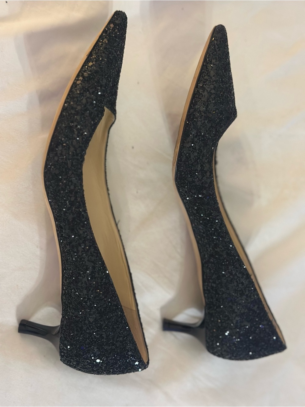 Jimmy Choo Black Glitter Pointed Pumps - Picture 10 of 10